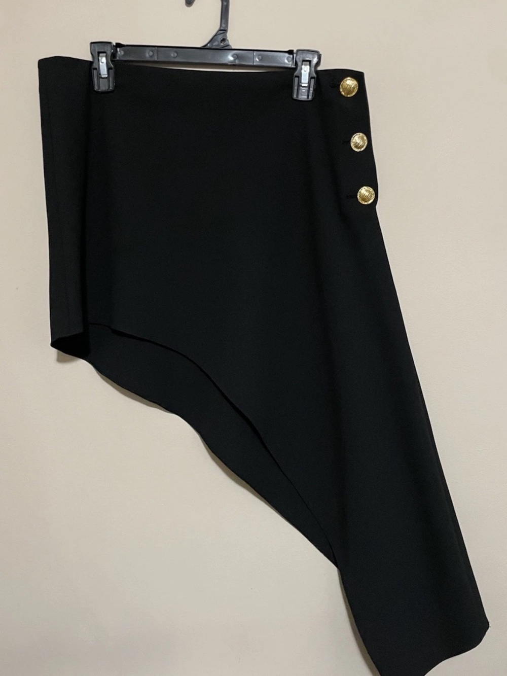 ZARA NWT Asymmetrical Black Mini Midi Skirt Side Button Avant-Garde Size L - Picture 3 of 11